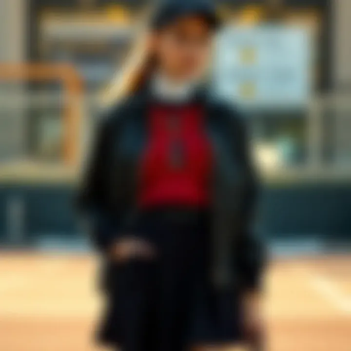 Stylish ensemble featuring the flare tennis skirt paired with trendy accessories