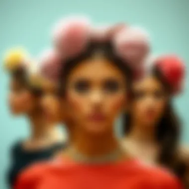 Various style variations of fluffy makeup headbands displayed elegantly