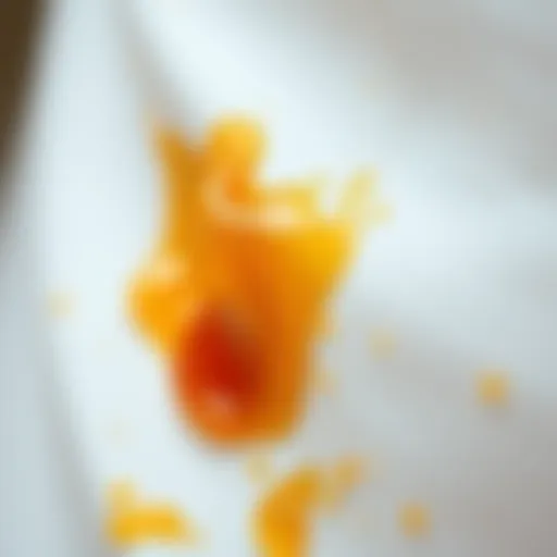 Close-up of fortifying wax applied to fabric