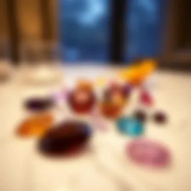 Aesthetic arrangement of gemstones in a contemporary design setting