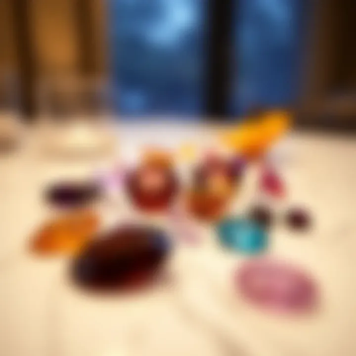 Aesthetic arrangement of gemstones in a contemporary design setting