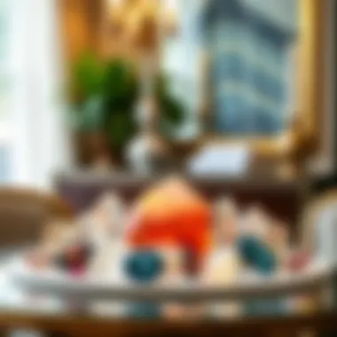 Elegant tabletop display featuring various gemstones