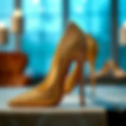 Elegant gold glitter pump showcasing intricate design