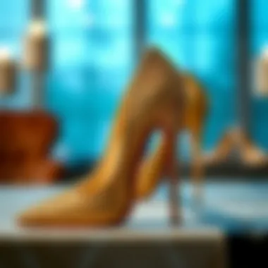 Elegant gold glitter pump showcasing intricate design