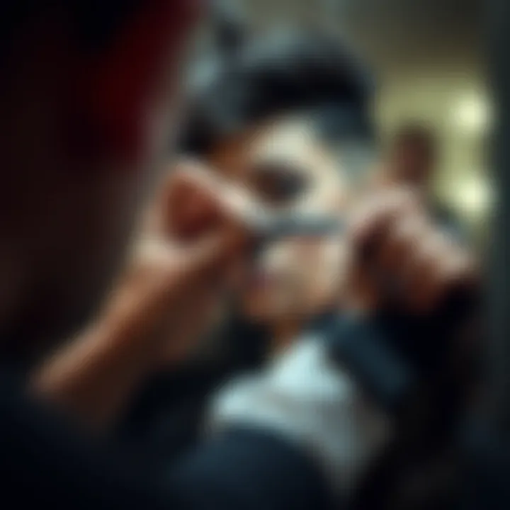 Person demonstrating grooming techniques with scissors