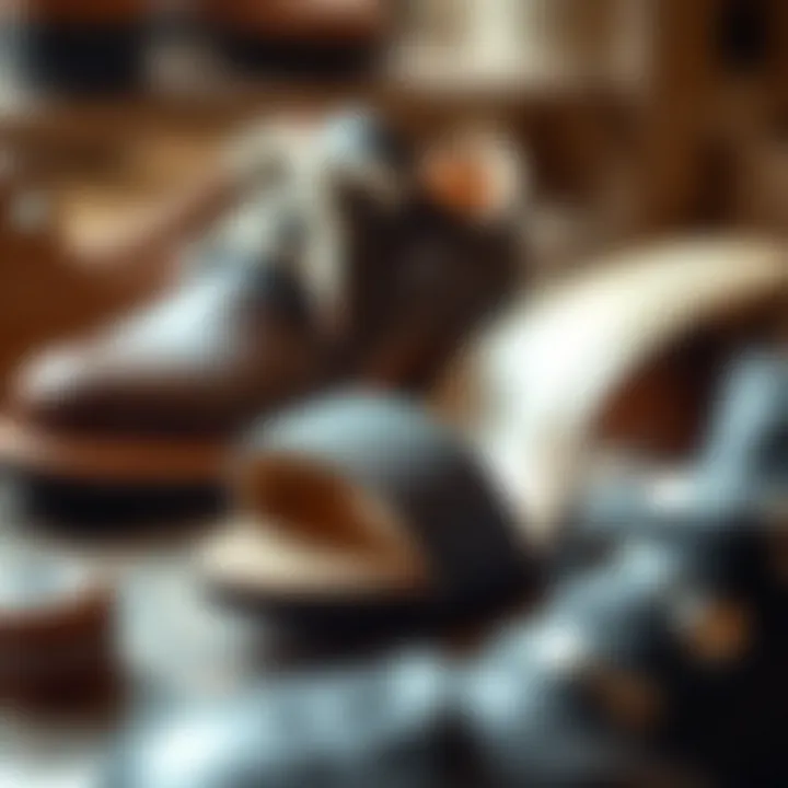 Close-up of premium materials used in half shoe construction