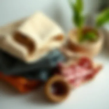 Collection of eco-friendly materials used in high waisted ruched shorts production.