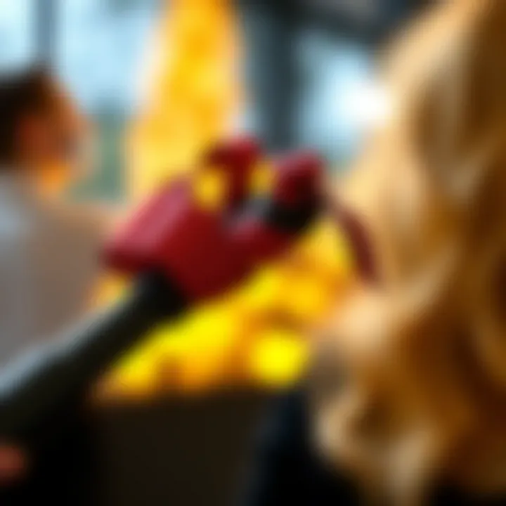 A sleek ribbon curler showcasing its ergonomic design