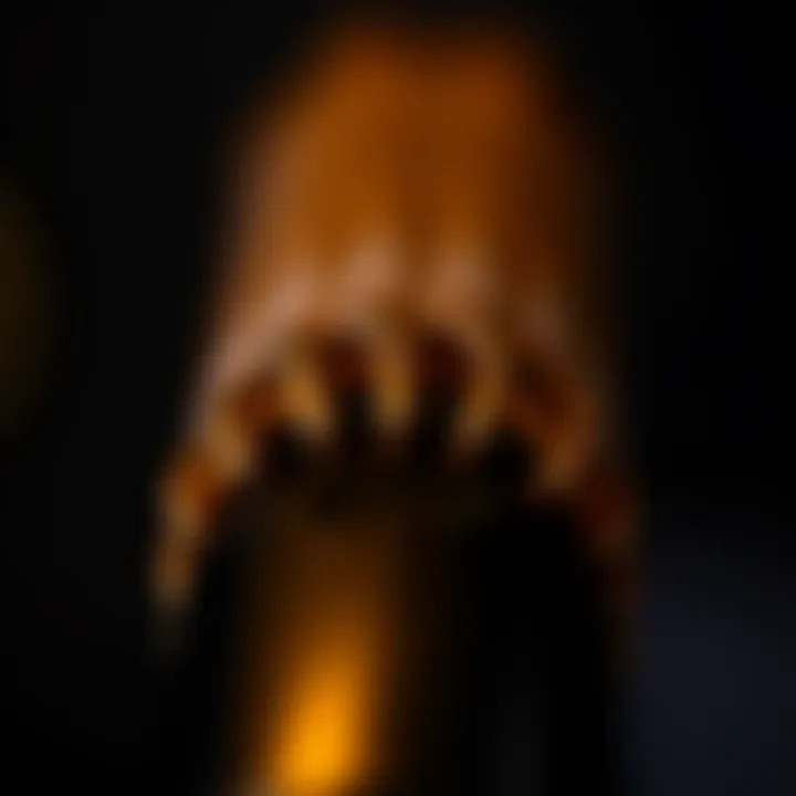 A close-up view of the heating elements in a ribbon curler