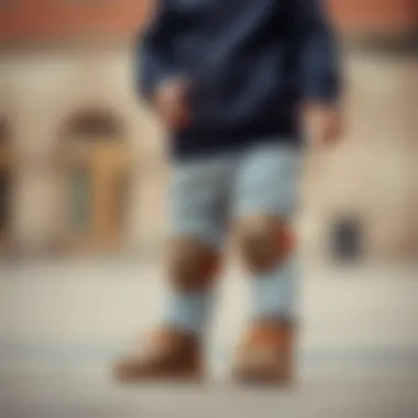 Infant wearing stylish pants with knee pads