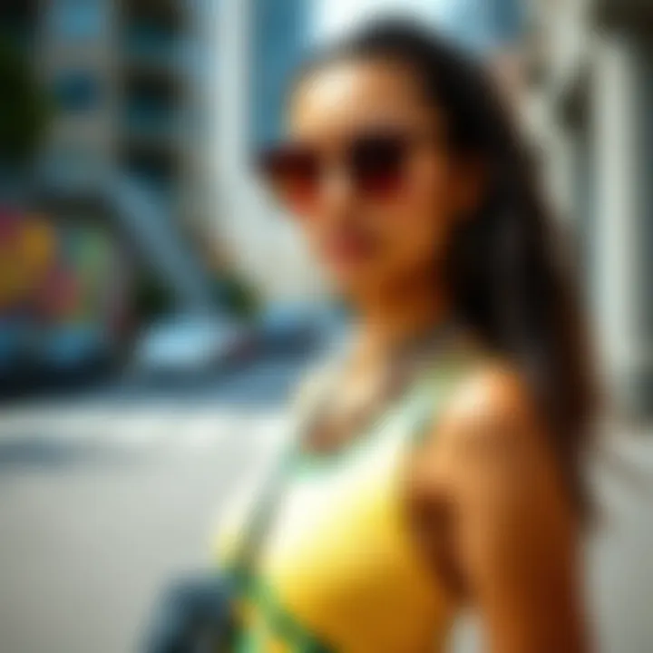 Urban Chic with Jamaica Tank Tops A fashion-forward individual wearing a Jamaica tank top in an urban setting