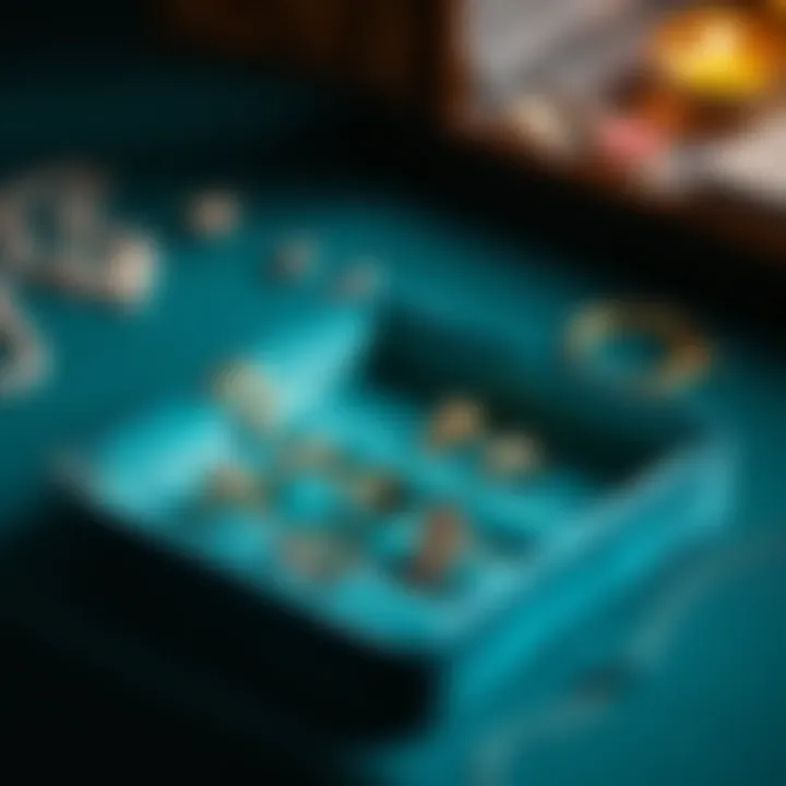 Luxurious velvet-lined jewelry tray showcasing rings and necklaces