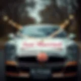 Elegant car adorned with a creative Just Married sign