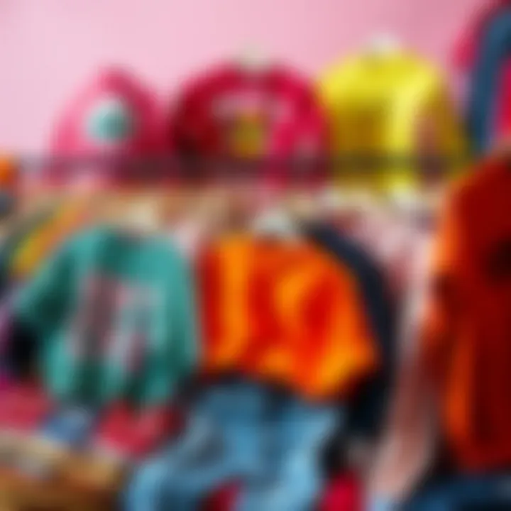 A collection of Kidcore clothing items displayed in a colorful array