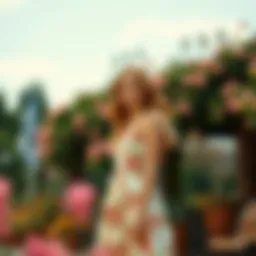 Elegant midi summer dress in floral print