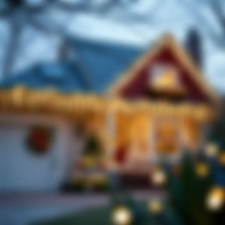 Chic Holiday Decor with Solar Icicle Lights Stylish installation of LED solar icicle lights on a festive home