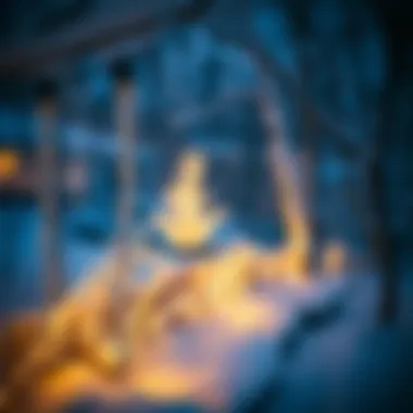 Enchanting Winter Aesthetics with Solar Lighting Ambient glow of LED solar icicle lights illuminating winter landscape