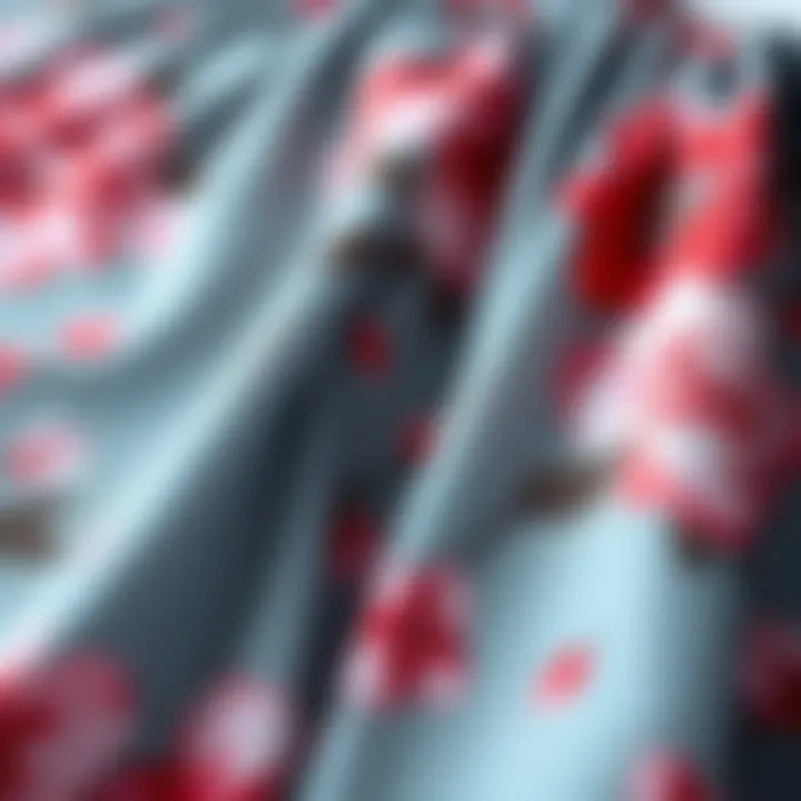 Close-up of fabric texture and floral design