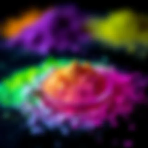 Vibrant luminous pigment powder showcasing various colors