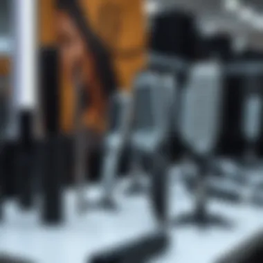 Different designs of machine hair braiders on display