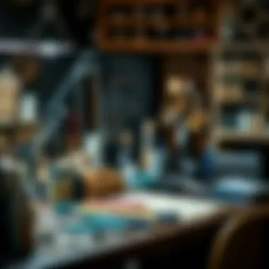 A well-organized workspace showcasing jewelry knotting materials and tools