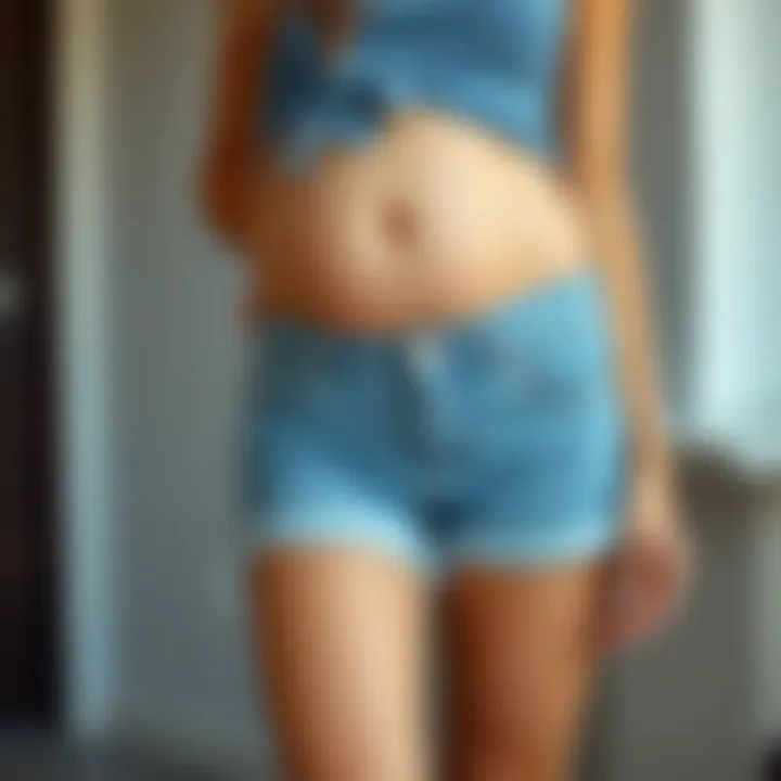 Stylish maternity denim shorts for expectant mothers