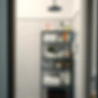 Organized Shower Storage Organized shower storage stand showcasing various toiletries