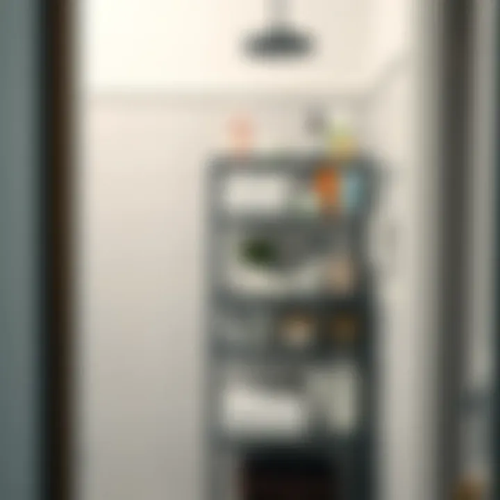 Organized Shower Storage Organized shower storage stand showcasing various toiletries