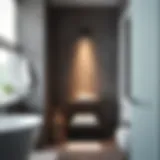 Stylish shower storage stand in a modern bathroom setting