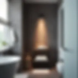 Stylish shower storage stand in a modern bathroom setting