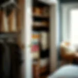 Stylish closet with organized blankets