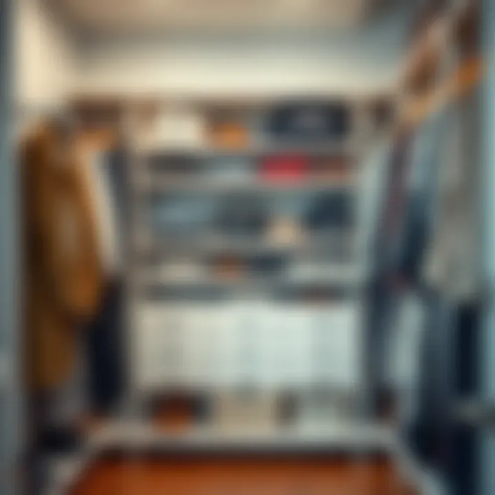 A well-organized closet featuring innovative tension shelf solutions