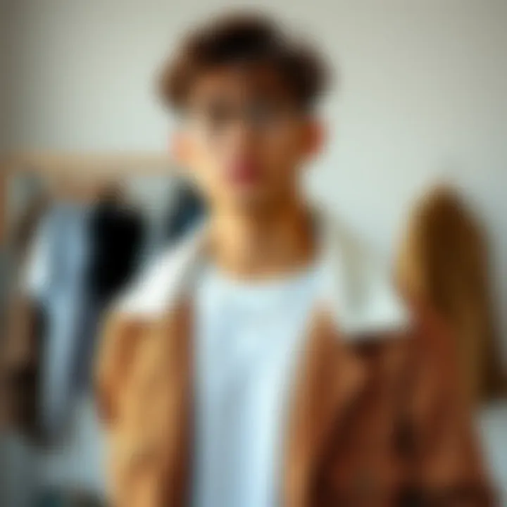 A young individual showcasing a mix-and-match wardrobe