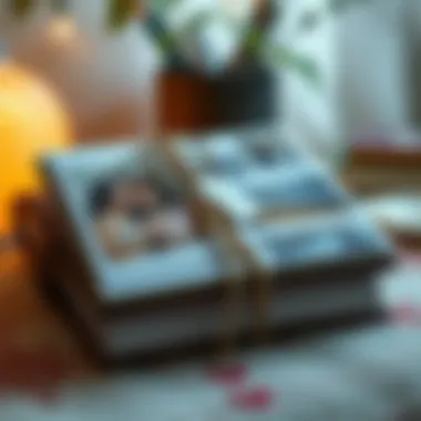 Handcrafted Scrapbook of Memories A handcrafted scrapbook filled with memories and messages celebrating motherhood