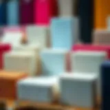 Close-up view of various nail polishing blocks displaying different textures and colors