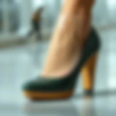 Non-skid pad applied to a stylish heel shoe