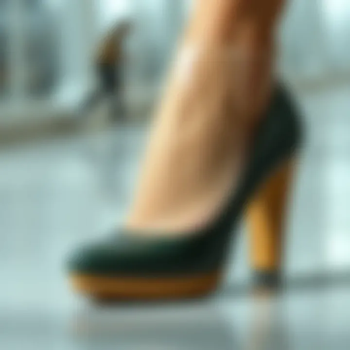 Non-skid pad applied to a stylish heel shoe