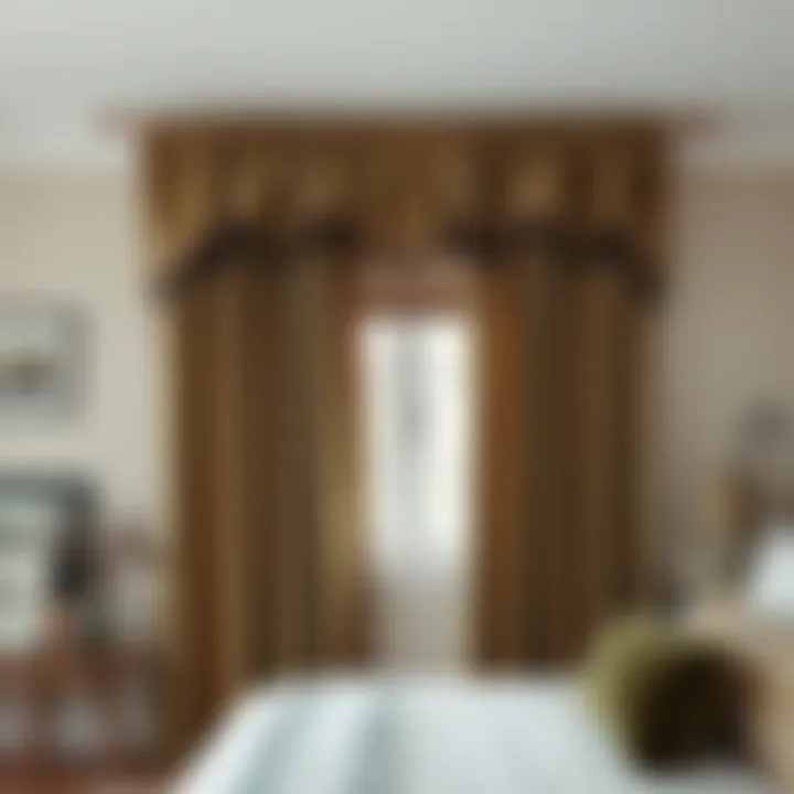 Stylish olive green valance curtains complementing a bedroom decor