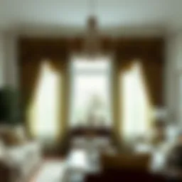 Elegant olive green valance curtains enhancing a cozy living room