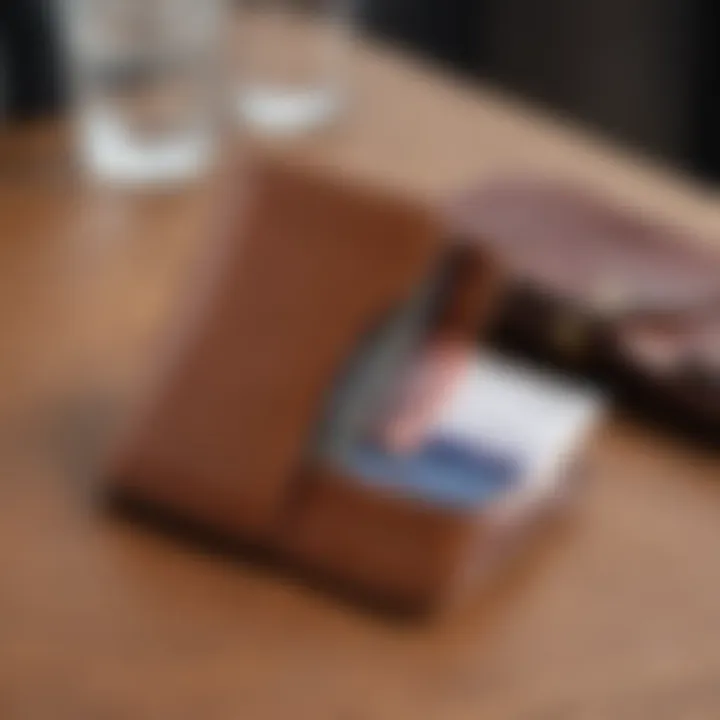 Organizational features of a leather card holder with multiple card slots