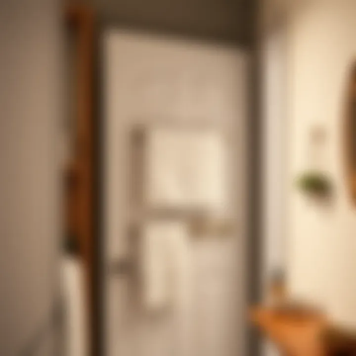 Space-saving over the door towel rack installed in a small bathroom