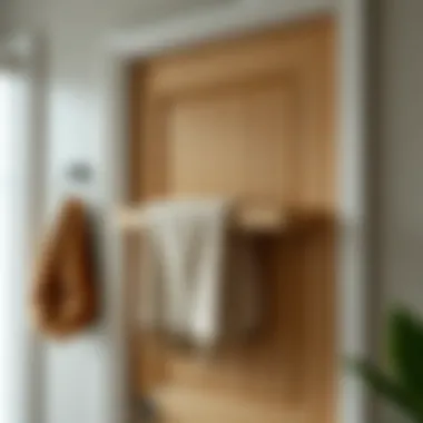 Elegant wooden over the door towel rack enhancing bathroom decor