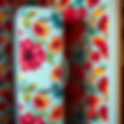 Colorful peel and stick wallpaper design applied on a refrigerator.