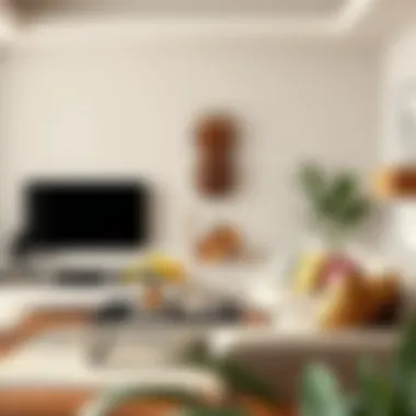 Modern living space featuring pineapple metal wall decor