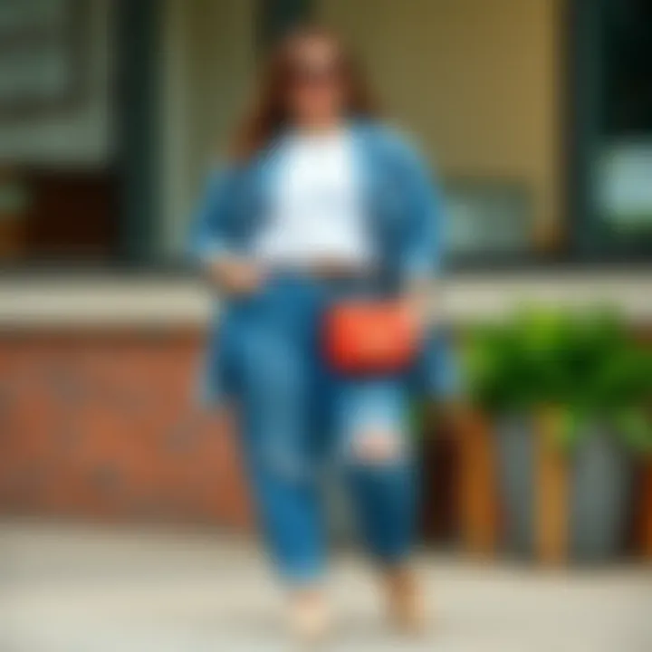 Elevating Style with Plus Size Denim A trendy outfit featuring plus size denim paired with stylish accessories, illustrating how to elevate looks.
