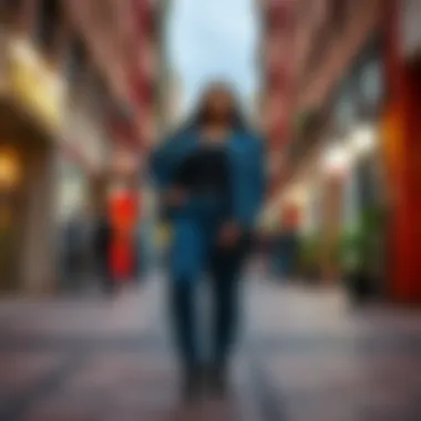 Stylish Plus Size Denim in Urban Vibes A model elegantly showcasing various styles of plus size denim pants in a vibrant urban setting.