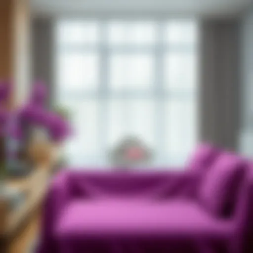 Elegant purple seat cover enhancing a modern living room