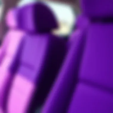 Close-up of luxurious purple fabric used in seat covers