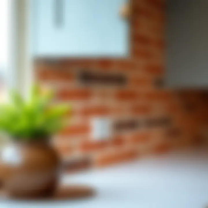 Detailed Texture of Red Brick Backsplash Close-up of red brick texture in peel and stick backsplash