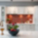 Elegant kitchen featuring red brick peel and stick backsplash